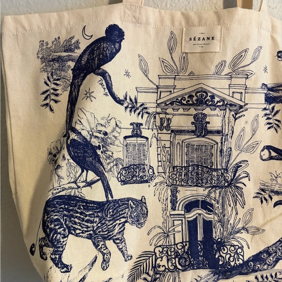 Sézane Exotic Animal and Bird Tote Bag - Picture 4 of 7